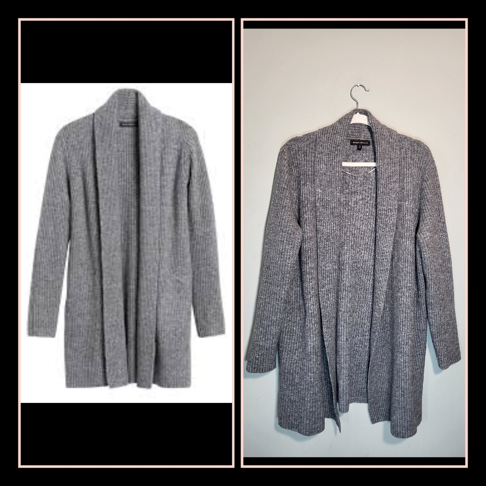 BANANA REPUBLIC Cardigan Size XL Ribbed Knit Merino Blend Open Front Sweater